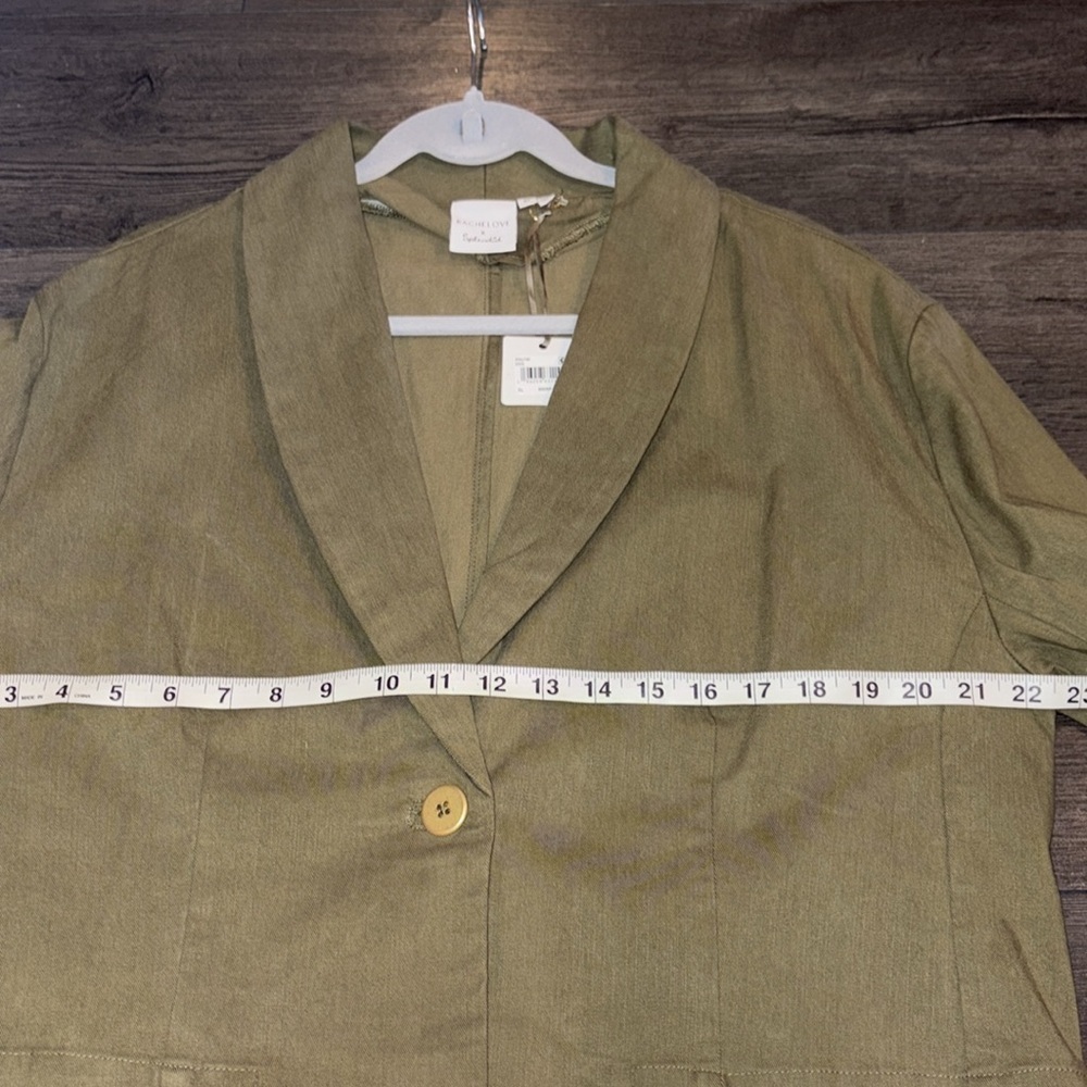 Splendid NWT Cropped Blazer Single Button Size XL Olive Green - Picture 12 of 13